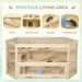 PawHut Wooden Large Hamster Cage Small Animal Exercise Play House 3 Tier With Tray, Seesaws, Water Bottle, Activity Center, Natural_maomaolike.com