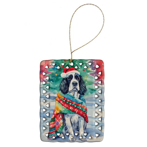 English Springer Spaniel Christmas Porcelain Ornament Christmas Tree Hanging Decorations For Home Christmas Holiday, Rectangle, Gift, Multicolor_maomaolike.com