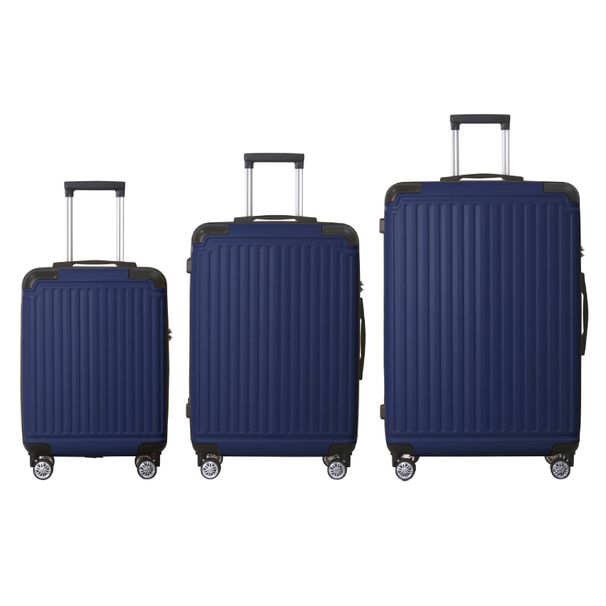 Blue 3-Piece Premium ABS Luggage Set-20", 24", And 28" Suitcases With Multi-Position Handle, Silent Spinner Wheels, And TSA-Approved Lock-Durable, Stylish, And Spacious Travel Gear_maomaolike.com