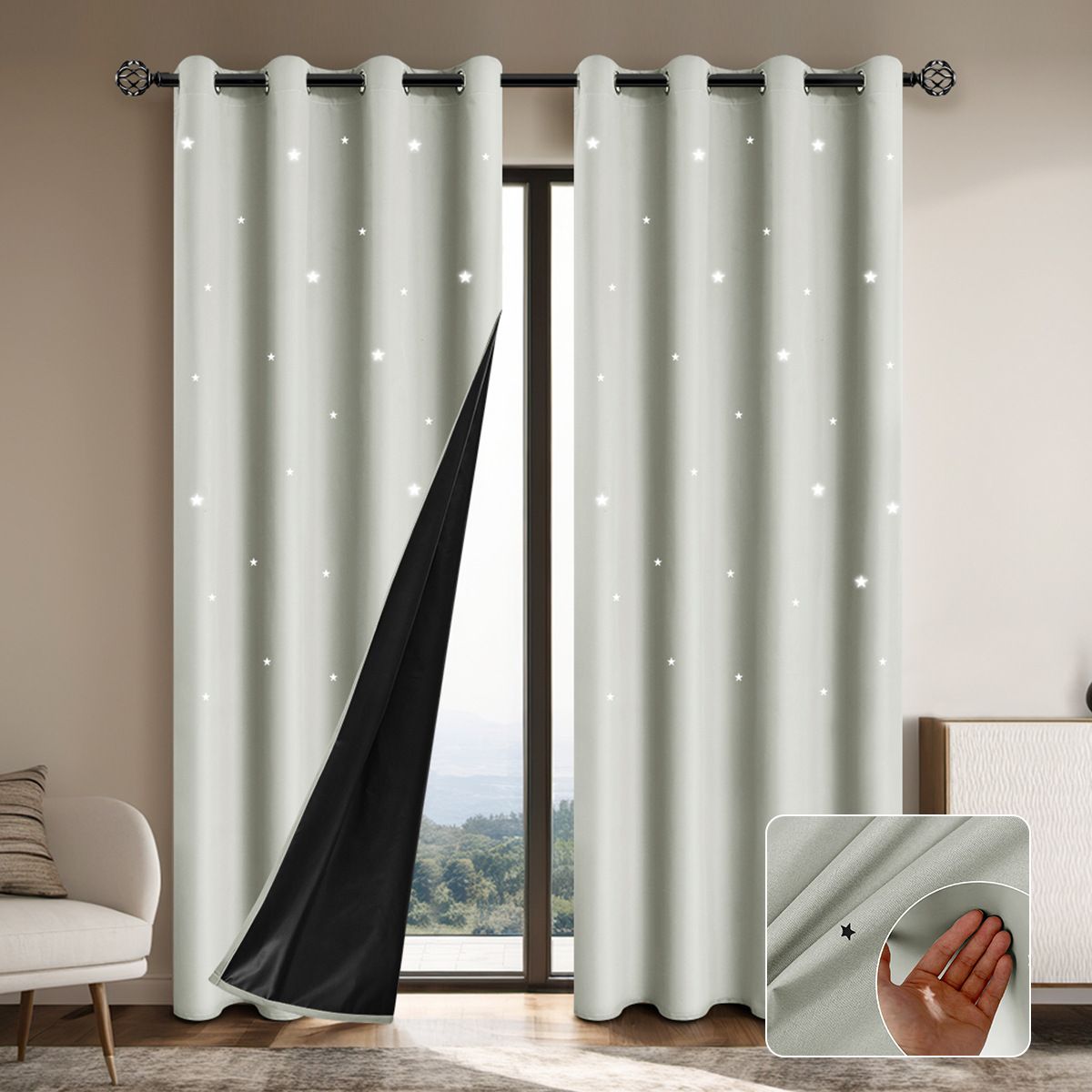 New Hollowed-Out Star Blackout Curtains For The Living Room – Sun-Blocking And Heat-Insulating Curtains_maomaolike.com