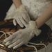 Unisex Bridal lace wedding gloves Milky white short bag five fingers short bow pearl everyday photo_maomaolike.com