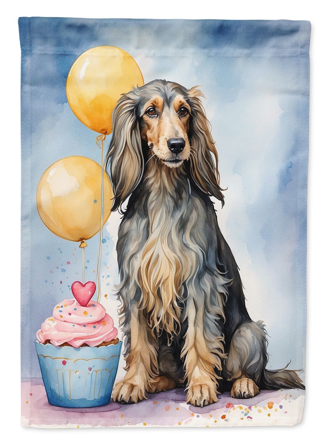 Afghan Hound Happy Birthday House Flag Large Porch Sleeve Pole Decorative Outside Yard Banner Artwork Wall Hanging, Polyester, House Size, Multicolor_maomaolike.com