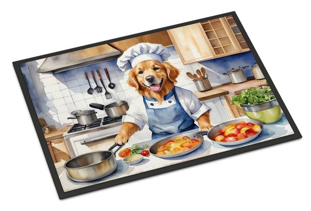 Golden Retriever The Chef Doormat Front Door Mat Indoor Outdoor Rugs For Entryway, Non Slip Washable Low Pile, 24H X 36W_maomaolike.com