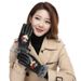 Gloves autumn and winter ladies touch screen simulation PU leather plus velvet thickened outdoor riding motorcycle gloves _maomaolike.com
