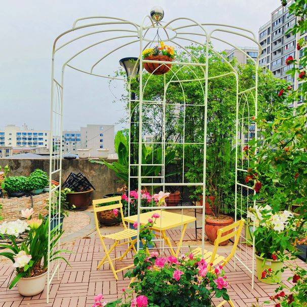 Metal Garden Arch Iron Garden Arbors Gazebo Dia81.3'' X 114.2'' High Birdcage Shape Pergola Pavilion For Wedding Ceremony Outdoor_maomaolike.com