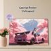 Anime Girl & Pink JDM Car With Cherry Blossom & Mount Fuji Painting Poster, Soft-toned Japanese Anime Style Poster, Charming Scenic Artwork For_maomaolike.com
