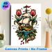 Sailboat & Tulip Themed Painting Poster, Vibrant Traditional Tattoo-style Poster, Artistic Design Featuring Sailboat, Red Tulips And Anchor, Suitable_maomaolike.com