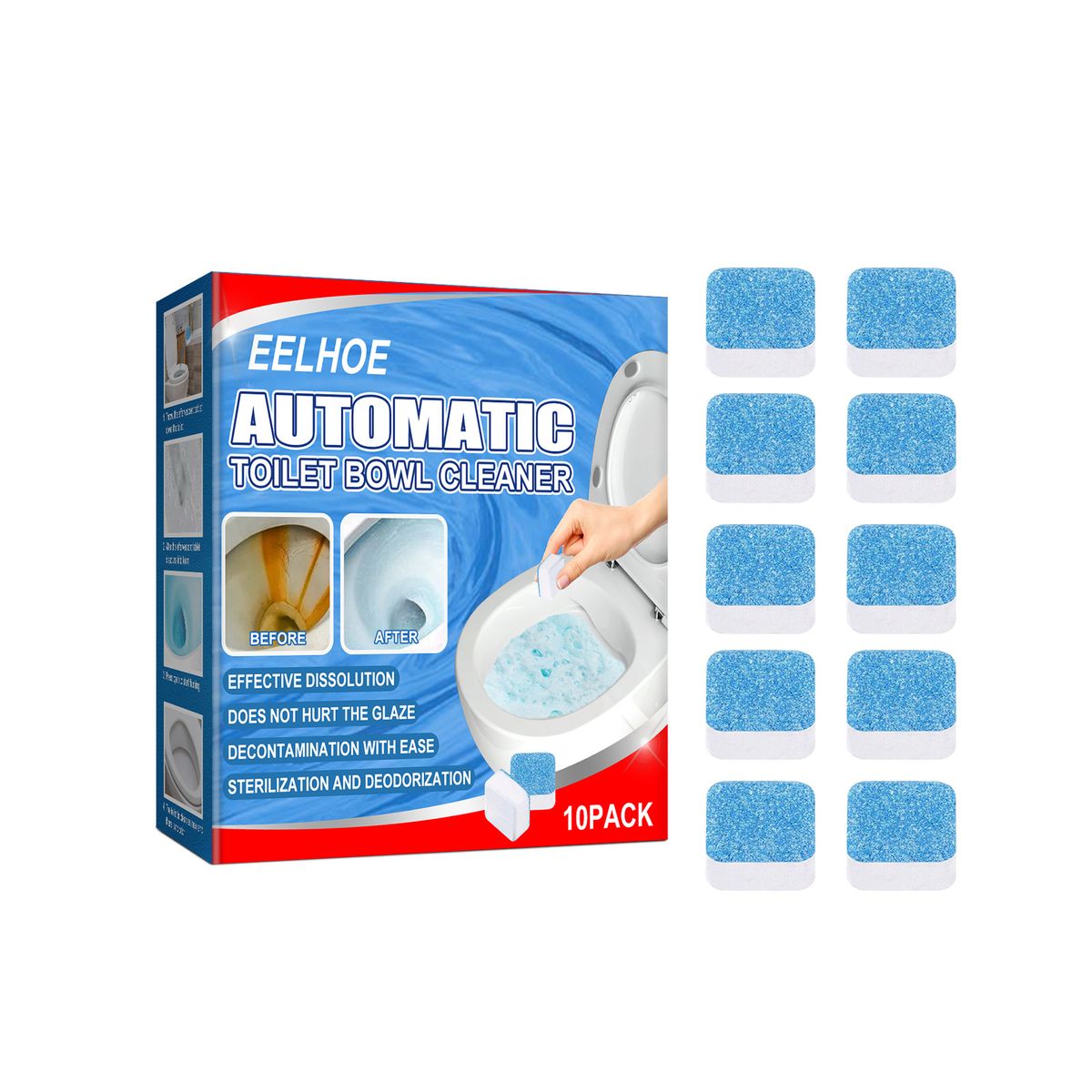 EELHOE Toilet Toilet Cleaning Tablet Toilet Block Deodorizing Urine Stains Cleaning Effervescent Tablet Sink Stain Removal Scent_maomaolike.com