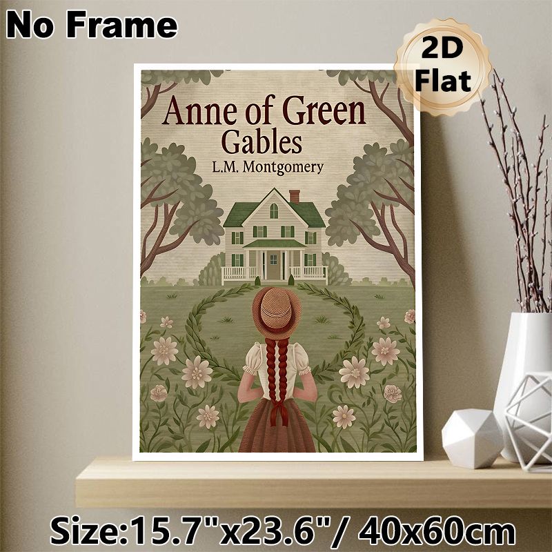 Anne Of Green Gables Painting Poster, Vintage Pastoral Style Poster, Nostalgic Literary-inspired Design Featuring Girl Facing Countryside House With_maomaolike.com