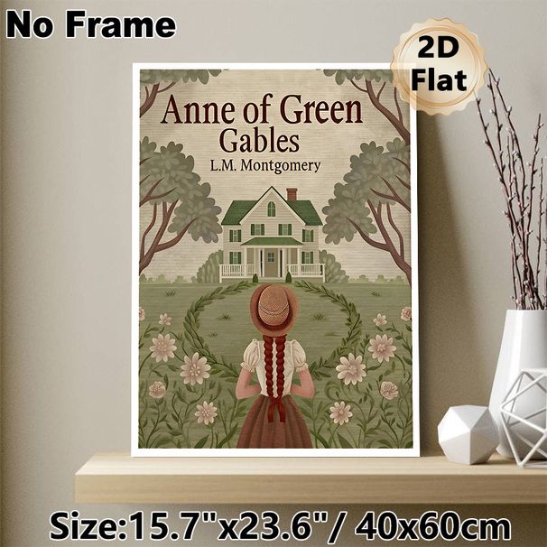 Anne Of Green Gables Painting Poster, Vintage Pastoral Style Poster, Nostalgic Literary-inspired Design Featuring Girl Facing Countryside House With_maomaolike.com