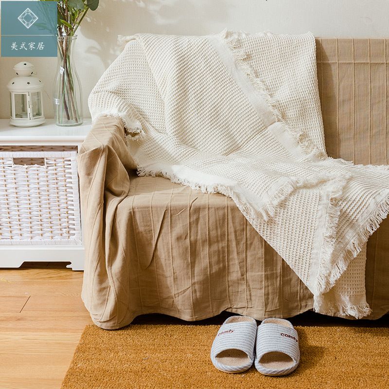 Clearance Stock Sale Full Honeycomb Waffle Blanket Cross-Border Sofa Cover_maomaolike.com