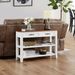 Retro Design Console Table With Two Open Shelves, Pine Solid Wood Frame And Legs For Living Room_maomaolike.com