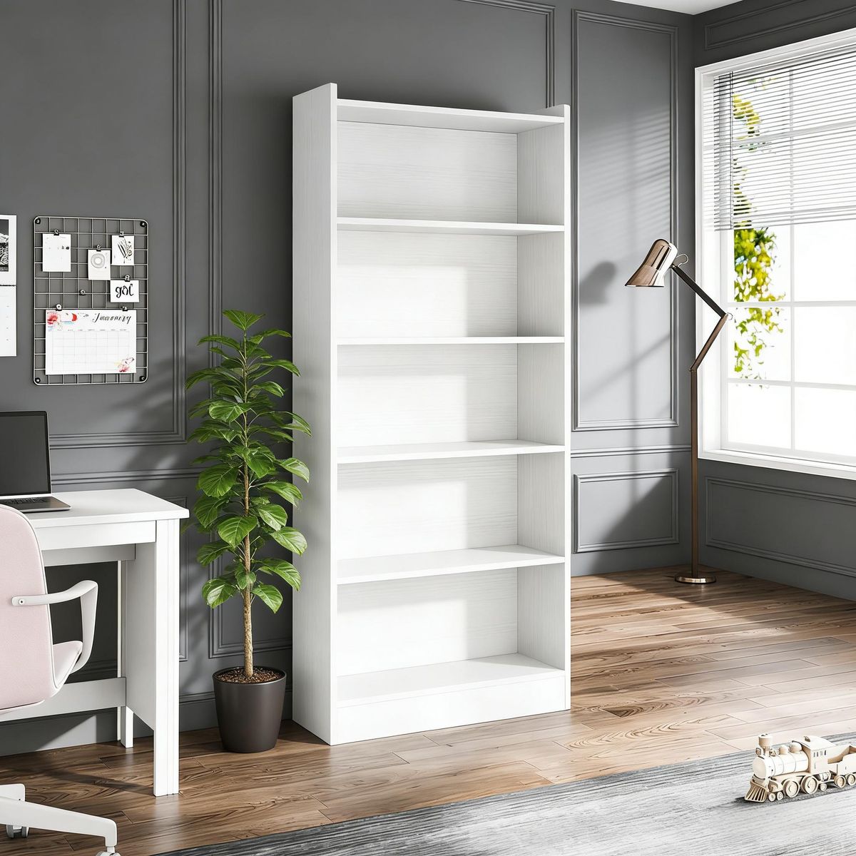 Wood Bookcase, Tall Bookshelf With 6-Tier Open Storage Shelves_maomaolike.com