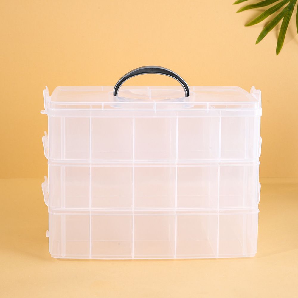 Fixed Large Three-layer Transparent Portable Plastic Storage Box For Accessories, Toys, Cosmetics, And Lego Boxes_maomaolike.com