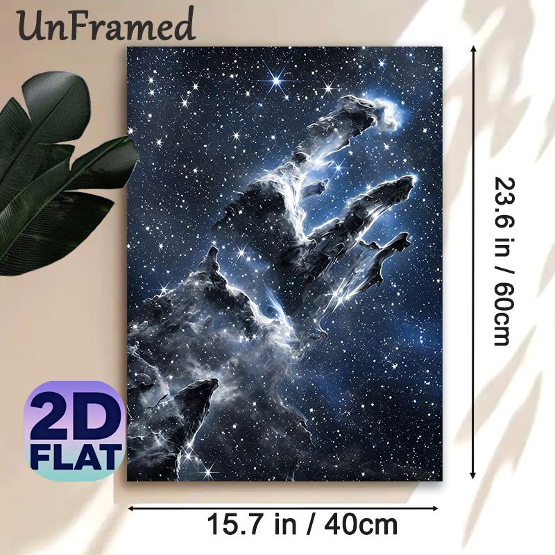 Pillars Of Creation Nebula Painting Poster, Ethereal Starlit Deep Space Scene Poster, Captivating Celestial Artwork Ideal For Home, Office And_maomaolike.com