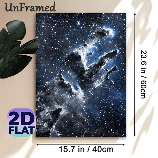 Pillars Of Creation Nebula Painting Poster, Ethereal Starlit Deep Space Scene Poster, Captivating Celestial Artwork Ideal For Home, Office And_maomaolike.com