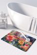 New York Roses In Watercolor Memory Foam Kitchen Mat Machine Washable Anti-Fatigue Mat Cushion Comfort Bath Mat Or Kitchen Rug_maomaolike.com
