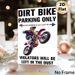 Dirt Bike Parking Themed Painting Poster, Vibrant Pop-art Style Dirt Bike Rider Poster, Funny Warning Slogan, Ideal For Garage, Workshop Or Motorcycle_maomaolike.com