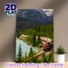 Mountain Railway Scenery Painting Poster, Vivid Riverside Forest & Snow-capped Mountain Scene Poster, Infuses Serene Natural Ambiance, Suitable For_maomaolike.com