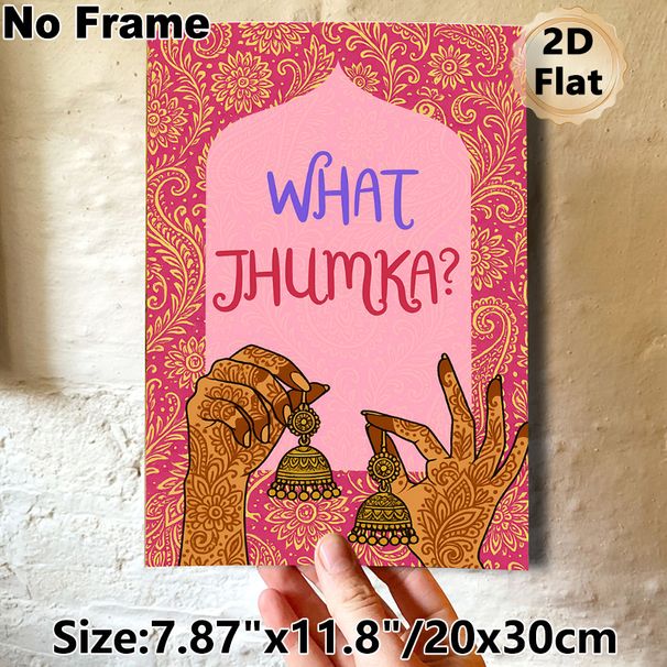 Jhumka Themed Painting Poster, Vibrant Indian Ethnic Style Poster, Decorative Artwork Featuring Henna-adorned Hands With Traditional Jhumkas, Ideal_maomaolike.com