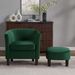 Velvet Accent Chair With Ottoman, Modern Barrel Chair Armchair For Living Room, Green_maomaolike.com