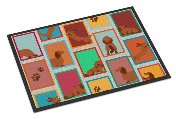 Lots Of Longhaired Red Dachshund Doormat Front Door Mat Indoor Outdoor Rugs For Entryway, Non Slip Washable Low Pile, 24H X 36W_maomaolike.com