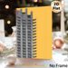 Brutalist Architecture Painting Poster, Minimalist Gray High-rise Against Warm Yellow Backdrop Poster, Sleek Geometric Design For Office & Living Room_maomaolike.com