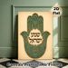 Hamsa Hand Painting Poster, Vintage Intricate Teal & Gold Filigree Poster, Elegant Cultural Decorative Accent Ideal For Living Room, Bedroom And_maomaolike.com