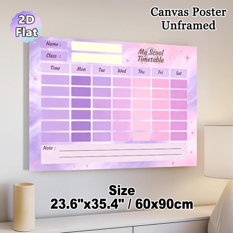 School Timetable Painting Poster, Dreamy Pastel Pink-purple Starry Style Poster, Practical Layout To Organize Class Schedules, Suitable For Study Room_maomaolike.com
