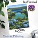 Azores São Miguel Lake & Hydrangea Painting Poster, Lush Scenic Landscape Poster, Serene Natural View Decor Ideal For Home, Living Room And Office_maomaolike.com