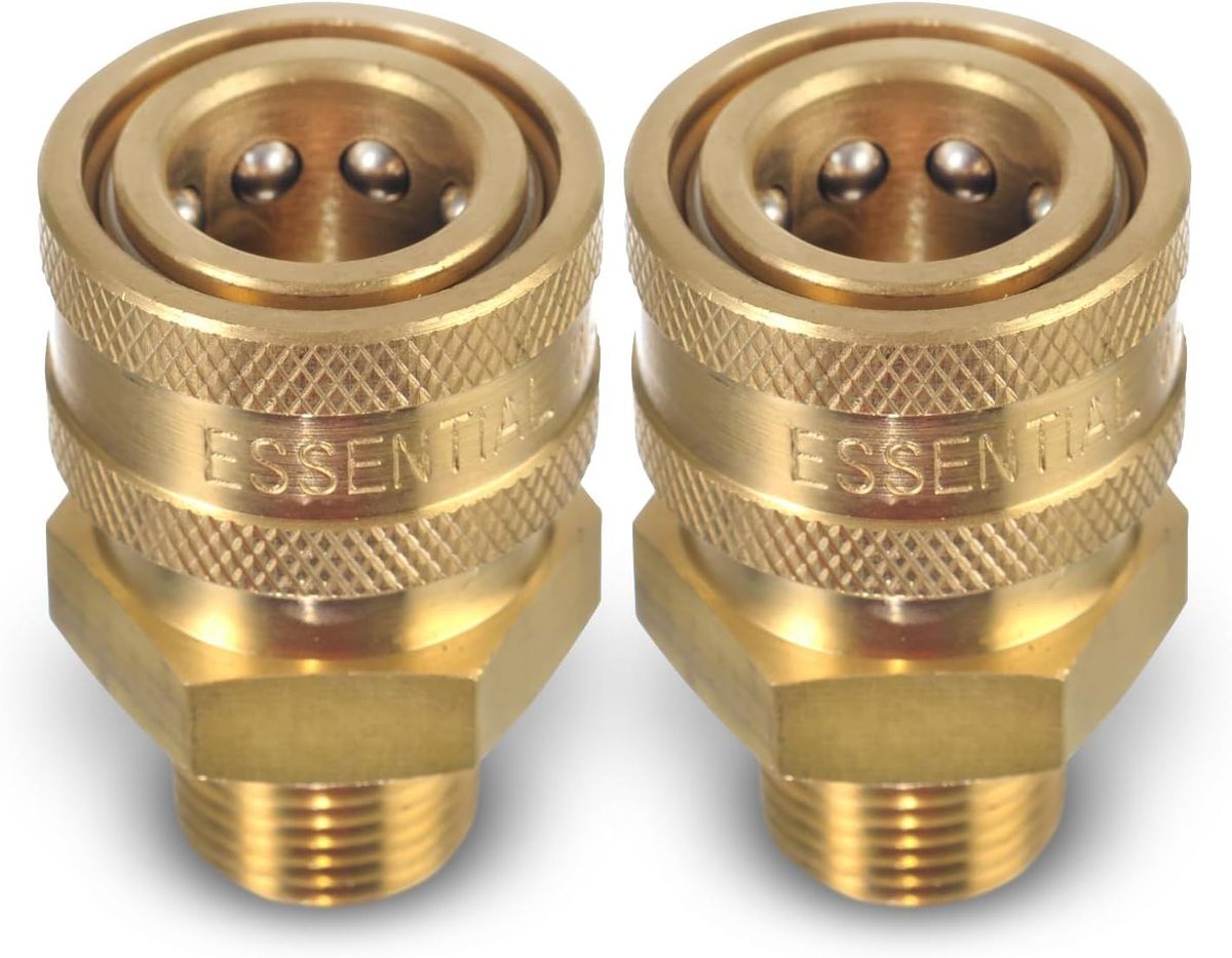 ESSENTIAL WASHER Brass 3/8" Female Quick Connect Fittings To Male NPT - Pressure Washer Couplers, 4200 PSI, 2 Pack_maomaolike.com