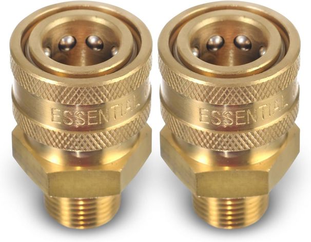ESSENTIAL WASHER Brass 3/8" Female Quick Connect Fittings To Male NPT - Pressure Washer Couplers, 4200 PSI, 2 Pack_maomaolike.com