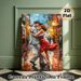 Tango Dancing Themed Painting Poster, Vibrant Impasto-style Couple Dancing In Bustling City Street Poster, Romantic Artistic Decor Option For Living_maomaolike.com