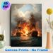 Naval Battle Painting Poster, Dramatic Realistic Maritime Combat Scene Poster, Captivating Historical Battle Depiction Suitable For Home Office, Study_maomaolike.com