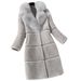 Sheepshear autumn and winter new spliced fur all-in-one mid-length imitation fox fur collar coat and fur jacket_maomaolike.com
