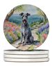 Scottish Deerhound Spring Path Large Sandstone Coasters Pack Of 4 Absorbent Round Coasters Decor Gifts For Men Or Women, 4 In, Multicolor_maomaolike.com