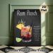 Rum Punch Cocktail Painting Poster, Vibrant Chalkboard-style Drink Recipe Poster, Informative Cocktail Art Ideal For Bar, Dining Room Or Home Bar_maomaolike.com