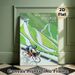 Cycling At Passo Dello Stelvio Painting Poster, Vibrant Stylized Illustration Poster, Features Cyclist On Winding Mountain Road, Ideal For Home, Gym_maomaolike.com