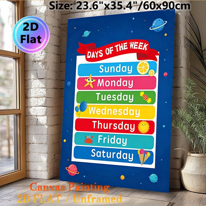 Days Of The Week Painting Poster, Colorful Cartoon-style Poster, Educational Design To Learn The Days Of The Week, Suitable For Classrooms And_maomaolike.com