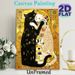 Embracing Black & White Cats Painting Poster, Gilded Ornate Art Style Poster, Vibrant Decorative Artwork Ideal For Living Room, Bedroom Wall Decor_maomaolike.com