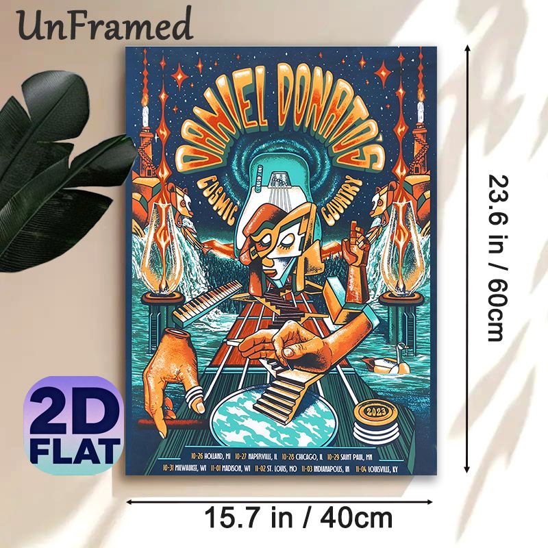 Daniel Donato's Cosmic Country Concert Painting Poster, Vibrant Psychedelic Fantasy Music-themed Graphic Poster, Artistic Eye-catching Decor Ideal For_maomaolike.com
