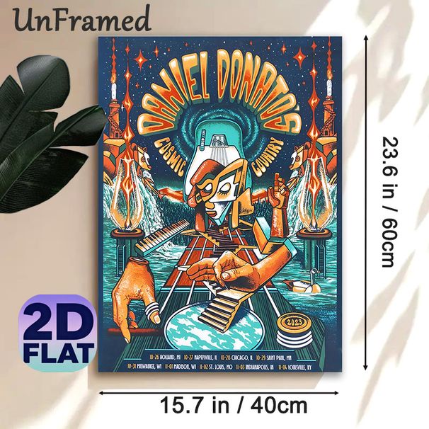 Daniel Donato's Cosmic Country Concert Painting Poster, Vibrant Psychedelic Fantasy Music-themed Graphic Poster, Artistic Eye-catching Decor Ideal For_maomaolike.com