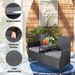 Outdoor Loveseat, 2 Seat Loveseat With Cushions And Built-in Coffee Table, Bench For Balcony Furniture Sets Non-removable Back Without Glass( Backrest Of Integrated Piece )_maomaolike.com
