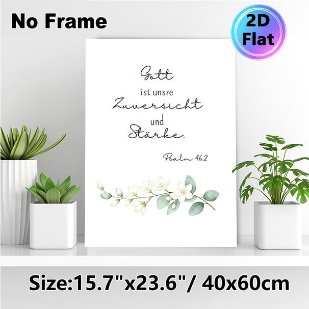 German Psalm Verse Painting Poster, Delicate Watercolor White Floral & Eucalyptus Branch Poster, Serene Faith-Inspired Decor Ideal For Home, Prayer_maomaolike.com