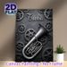 Tuba Themed Painting Poster, Vintage Industrial Style Poster, Sleek Dark-toned Tuba With Rustic Gears, Elegant Music-inspired Decor Ideal For Music_maomaolike.com