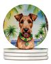 Irish Terrier Luau Large Sandstone Coasters Pack Of 4 Absorbent Round Coasters Decor Gifts For Men Or Women, 4 In, Multicolor_maomaolike.com