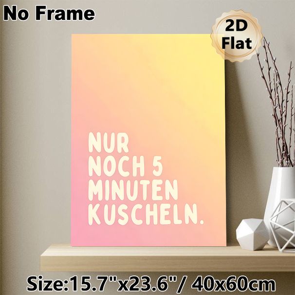 Cuddling Quote Painting Poster, Soft Pink-Yellow Gradient Typographic Poster, Cozy Warm Vibe Ideal For Bedroom, Living Room Relaxation Spaces_maomaolike.com