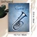 Tuba Themed Painting Poster, Shiny Metallic Blue-toned Poster, Elegant Music-inspired Decor Featuring Glossy Tuba On Starry Textured Backdrop, Ideal_maomaolike.com