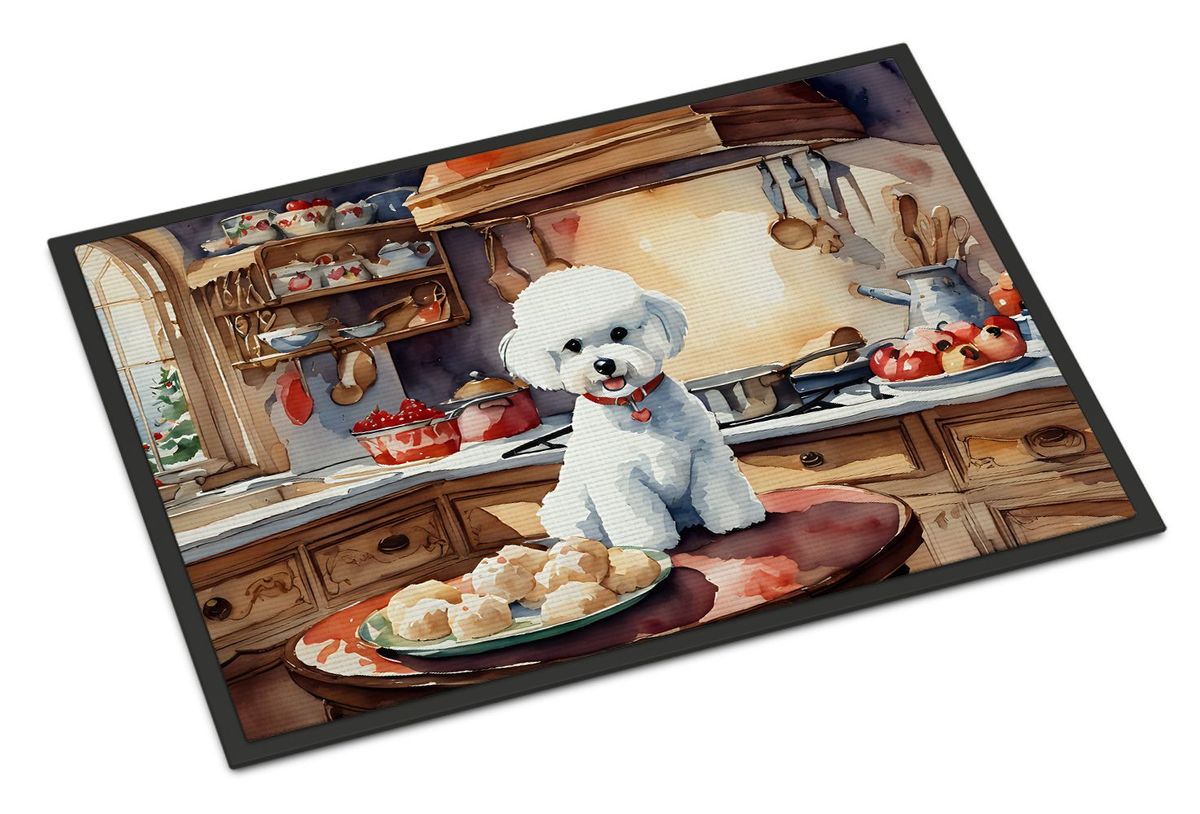 Bichon Frise Christmas Cookies Doormat Front Door Mat Indoor Outdoor Rugs For Entryway, Non Slip Washable Low Pile, 24H X 36W_maomaolike.com