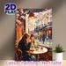 Cherry Blossom Cafe Gathering Painting Poster, Warm-toned Impressionist Poster, Serene Scene Of Friends Enjoying Treats By Cherry-blossom Lined_maomaolike.com